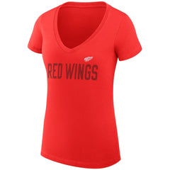 Detroit Red Wings - G-III 4Her by Carl Banks Women's Super-Slim Fit Lightweight Dot Print Team V-Neck T-Shirt Red