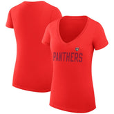 Florida Panthers - G-III 4Her by Carl Banks Women's Super-Slim Fit Lightweight Dot Print Team V-Neck T-Shirt Red