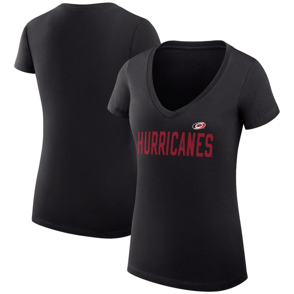 Carolina Hurricanes - G-III 4Her by Carl Banks Women's Super-Slim Fit Lightweight Dot Print Team V-Neck T-Shirt Black
