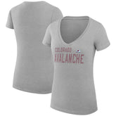 Colorado Avalanche - G-III 4Her by Carl Banks Women's Super-Slim Fit Lightweight Dot Print Team V-Neck T-Shirt Heather Gray