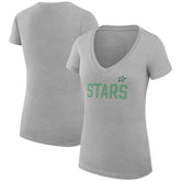 Dallas Stars - G-III 4Her by Carl Banks Women's Super-Slim Fit Lightweight Dot Print Team V-Neck T-Shirt Heather Gray