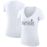 Florida Panthers - G-III 4Her by Carl Banks Women's Super-Slim Fit Lightweight Dot Print Team V-Neck T-Shirt White