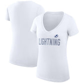 Tampa Bay Lightning - G-III 4Her by Carl Banks Women's Super-Slim Fit Lightweight Dot Print Team V-Neck T-Shirt White