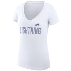 Tampa Bay Lightning - G-III 4Her by Carl Banks Women's Super-Slim Fit Lightweight Dot Print Team V-Neck T-Shirt White