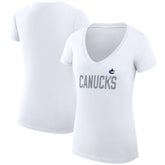 Vancouver Canucks - G-III 4Her by Carl Banks Women's Super-Slim Fit Lightweight Dot Print Team V-Neck T-Shirt White