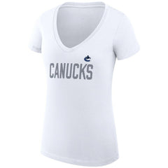 Vancouver Canucks - G-III 4Her by Carl Banks Women's Super-Slim Fit Lightweight Dot Print Team V-Neck T-Shirt White