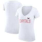Washington Capitals G-III 4Her by Carl Banks Women's Super-Slim Fit Lightweight Dot Print Team V-Neck T-Shirt White