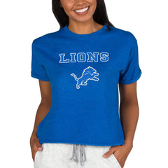 Detroit Lions Concepts Sport Women's Tri-Blend Mainstream Terry Short Sleeve Sweatshirt Top Blue - NFL