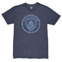 Manchester City Color Crest Twisted Tri-Blend T-Shirts - Heather Navy