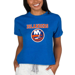 New York Islanders - Concepts Sport Women's Tri-Blend Mainstream Terry Short Sleeve Sweatshirt Top Royal