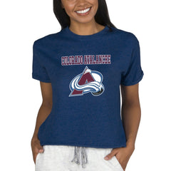 Colorado Avalanche - Concepts Sport Women's Tri-Blend Mainstream Terry Short Sleeve Sweatshirt Top Navy