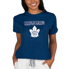 Toronto Maple Leafs - Concepts Sport Women's Tri-Blend Mainstream Terry Short Sleeve Sweatshirt Top Navy