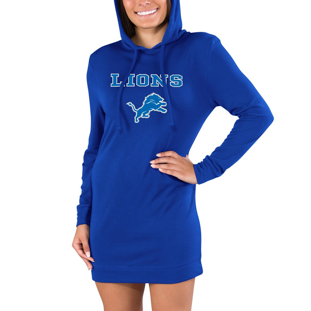 Detroit Lions Concepts Sport Women's Gather Long Sleeve Hoodie Nightshirt Blue - NFL