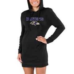 Baltimore Ravens Concepts Sport Women's Gather Long Sleeve Hoodie Nightshirt Black - NFL