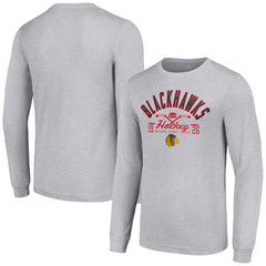 Chicago Blackhawks Starter Puck Long Sleeve T-Shirt Heather Gray