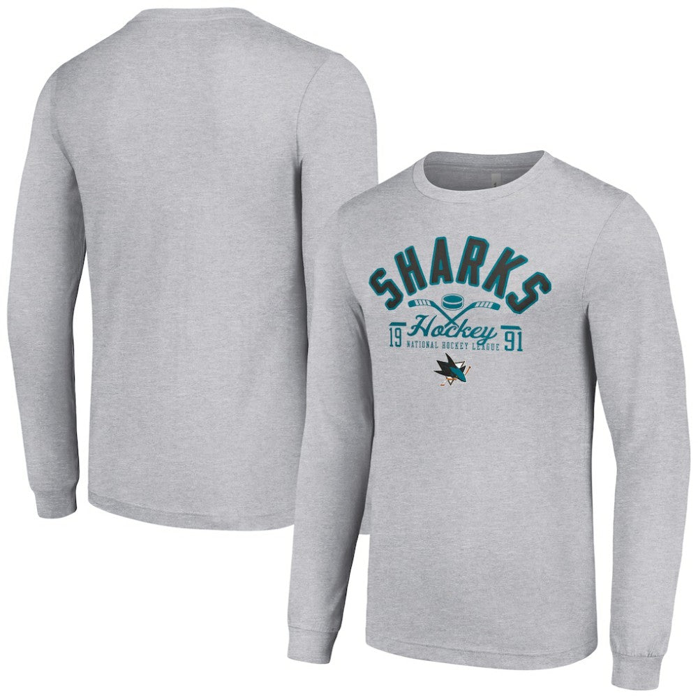 San Jose Sharks - Starter Puck Long Sleeve T-Shirt Heather Gray