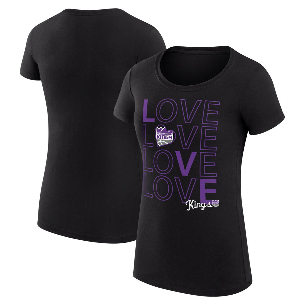 NBA - Sacramento Kings G-III 4Her by Carl Banks Women's Super-Slim Fit Lightweight Basketball Love T-Shirt - Black