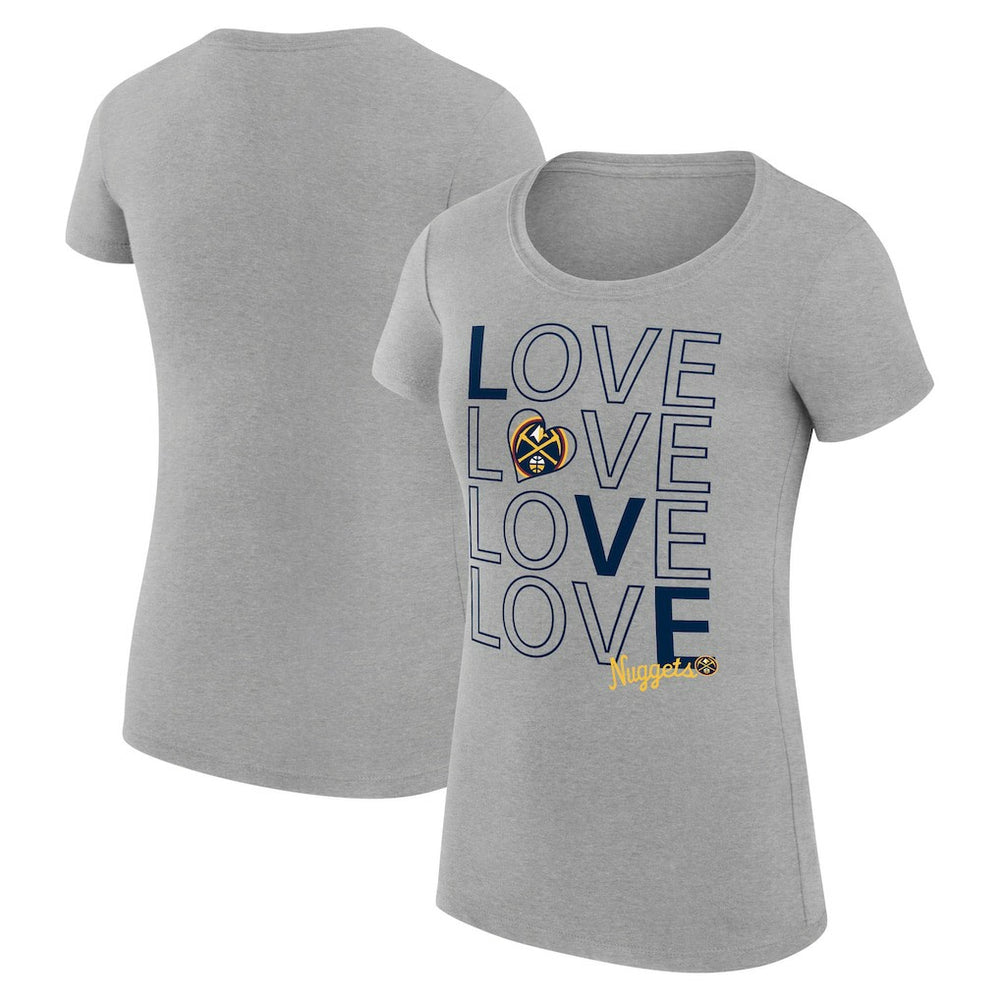 NBA - Denver Nuggets G-III 4Her by Carl Banks Women's Super-Slim Fit Lightweight Basketball Love T-Shirt - Heather Gray
