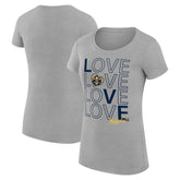 NBA - Denver Nuggets G-III 4Her by Carl Banks Women's Super-Slim Fit Lightweight Basketball Love T-Shirt - Heather Gray