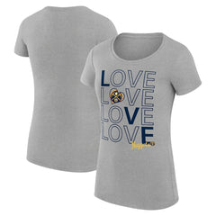 NBA - Denver Nuggets G-III 4Her by Carl Banks Women's Super-Slim Fit Lightweight Basketball Love T-Shirt - Heather Gray