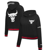 NBA - Chicago Bulls Pro Standard Women's 2023/24 City Edition Cropped Pullover Hoodie - Black