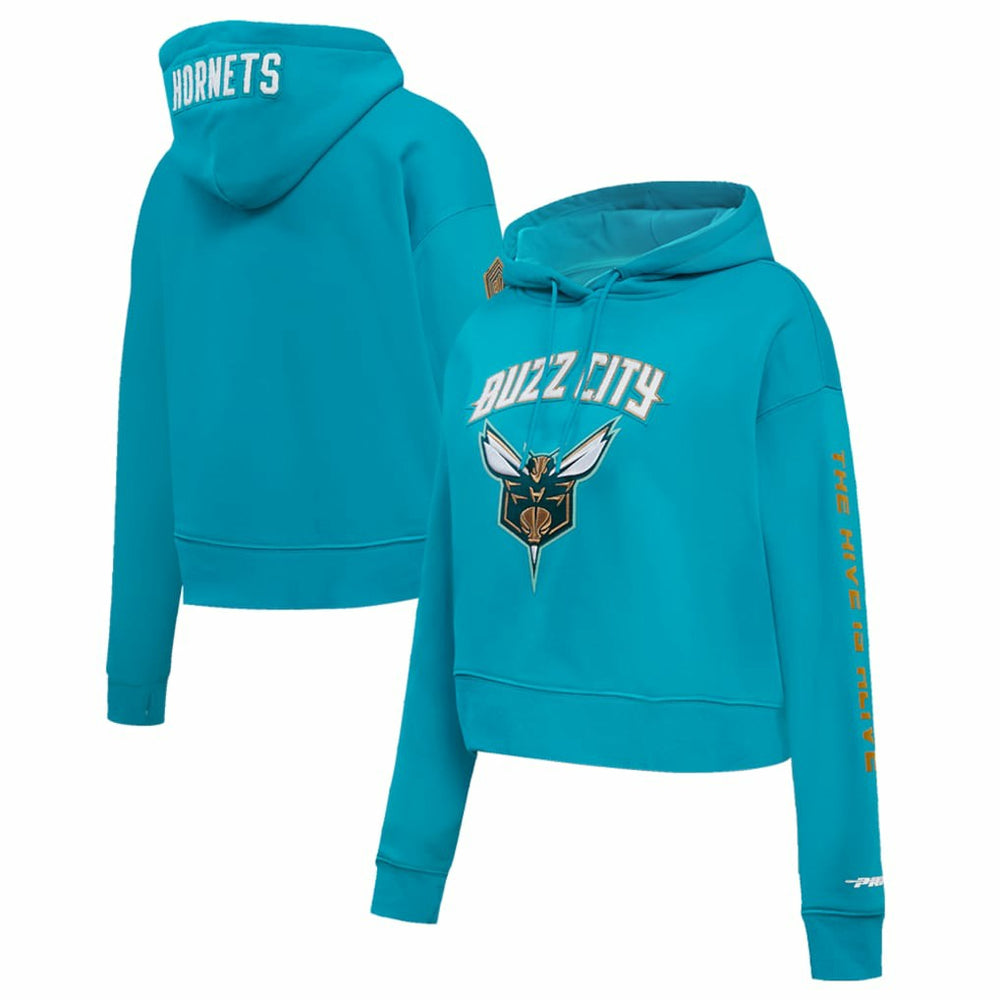 NBA - Charlotte Hornets Pro Standard Women's 2023/24 City Edition Cropped Pullover Hoodie - Teal