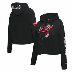 NBA - Portland Trail Blazers Pro Standard Women's 2023/24 City Edition Cropped Pullover Hoodie - Black