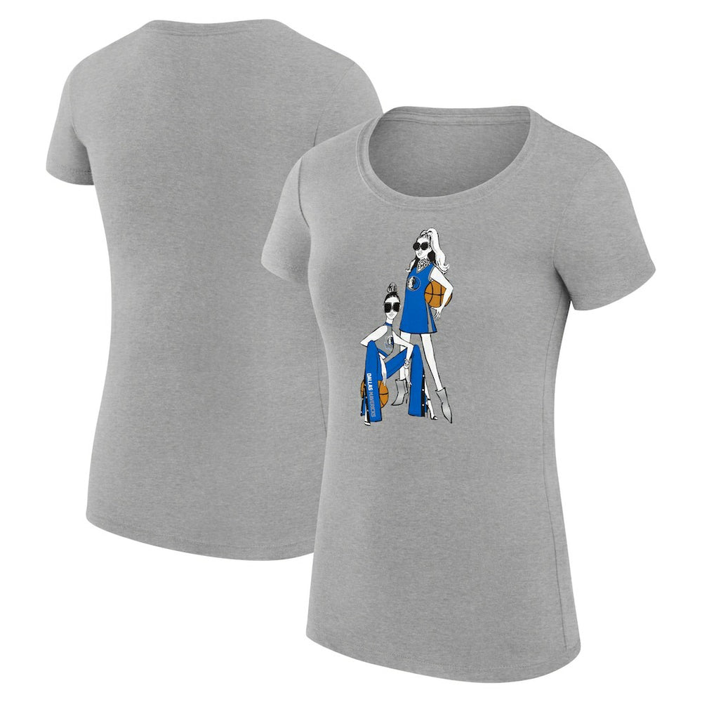 NBA - Dallas Mavericks G-III 4Her by Carl Banks Women's Super-Slim Fit Lightweight Basketball Girls T-Shirt - Heather Gray