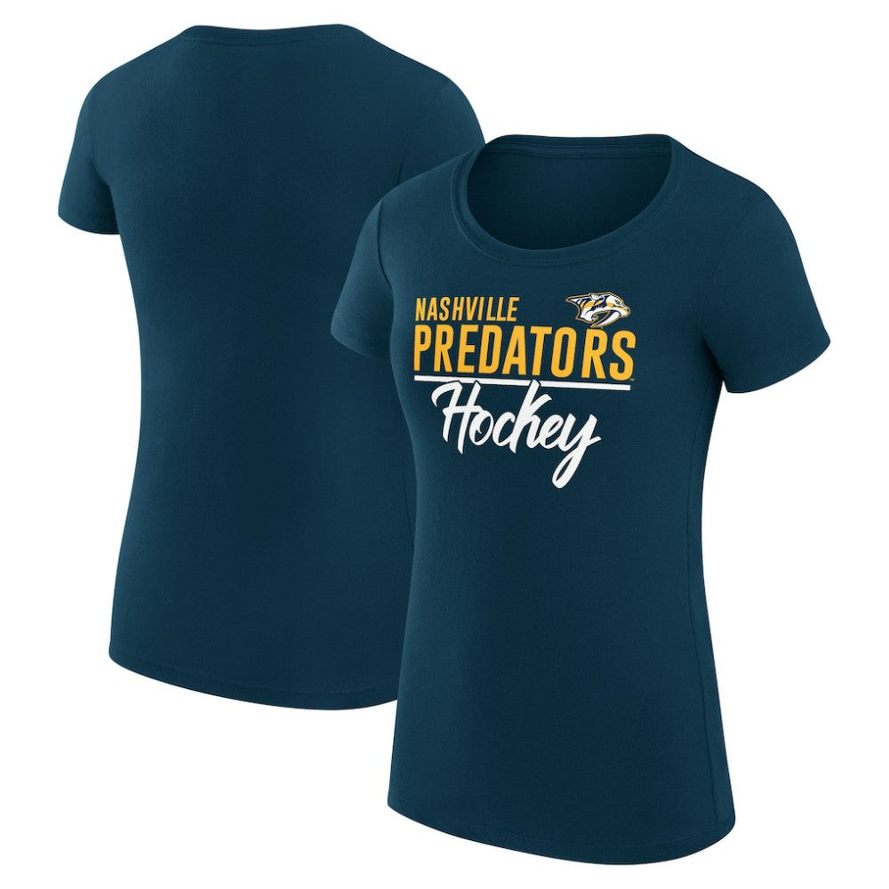 Nashville Predators - G-III 4Her by Carl Banks Women's Super-Slim Fit Lightweight Team Sport T-Shirt Navy