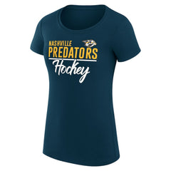 Nashville Predators - G-III 4Her by Carl Banks Women's Super-Slim Fit Lightweight Team Sport T-Shirt Navy