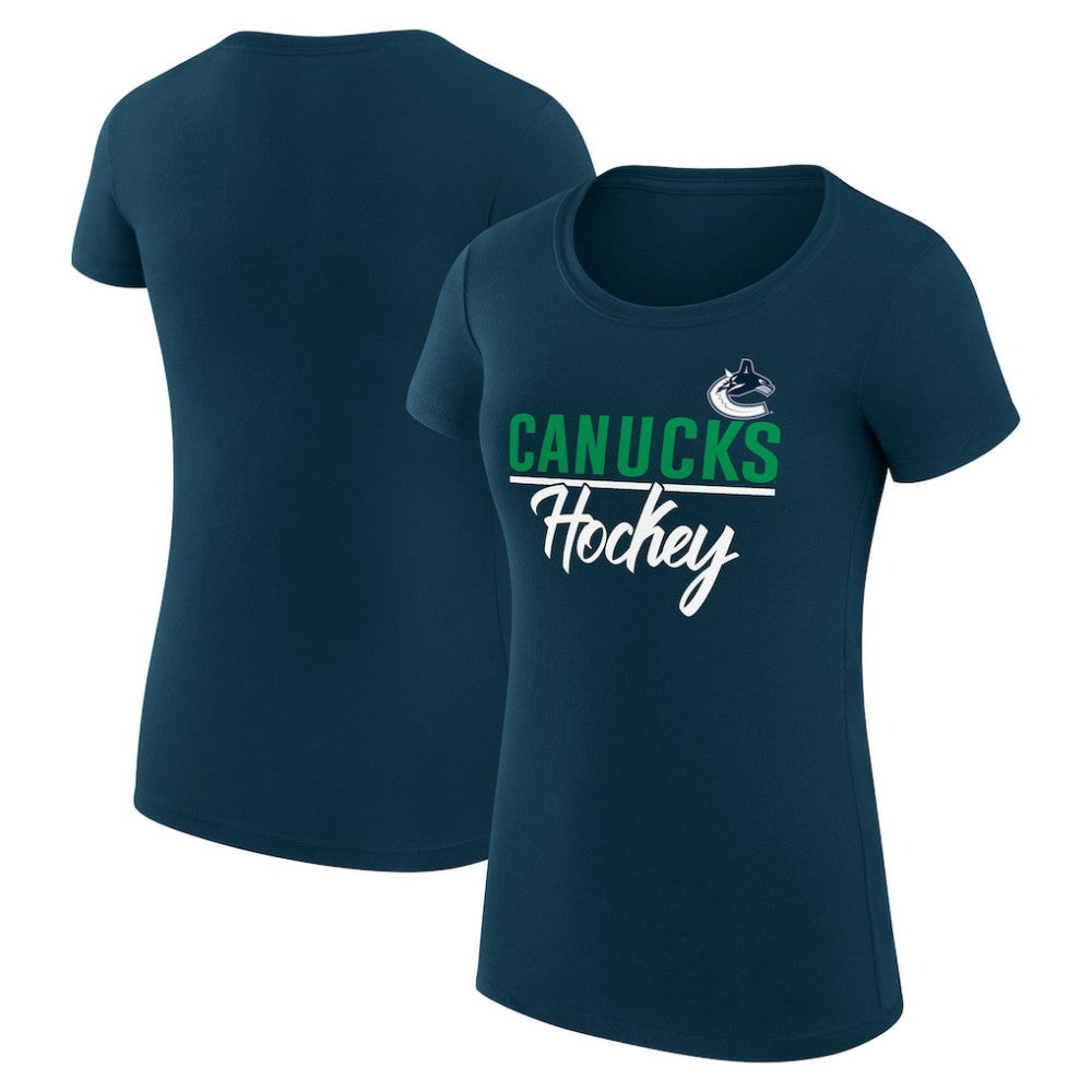 Vancouver Canucks - G-III 4Her by Carl Banks Women's Super-Slim Fit Lightweight Team Sport T-Shirt Navy