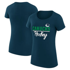 Vancouver Canucks - G-III 4Her by Carl Banks Women's Super-Slim Fit Lightweight Team Sport T-Shirt Navy