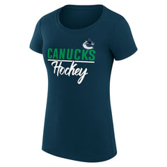 Vancouver Canucks - G-III 4Her by Carl Banks Women's Super-Slim Fit Lightweight Team Sport T-Shirt Navy