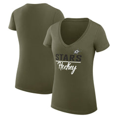 Dallas Stars - G-III 4Her by Carl Banks Women's Super-Slim Fit Lightweight Team Sport V-Neck T-Shirt Olive