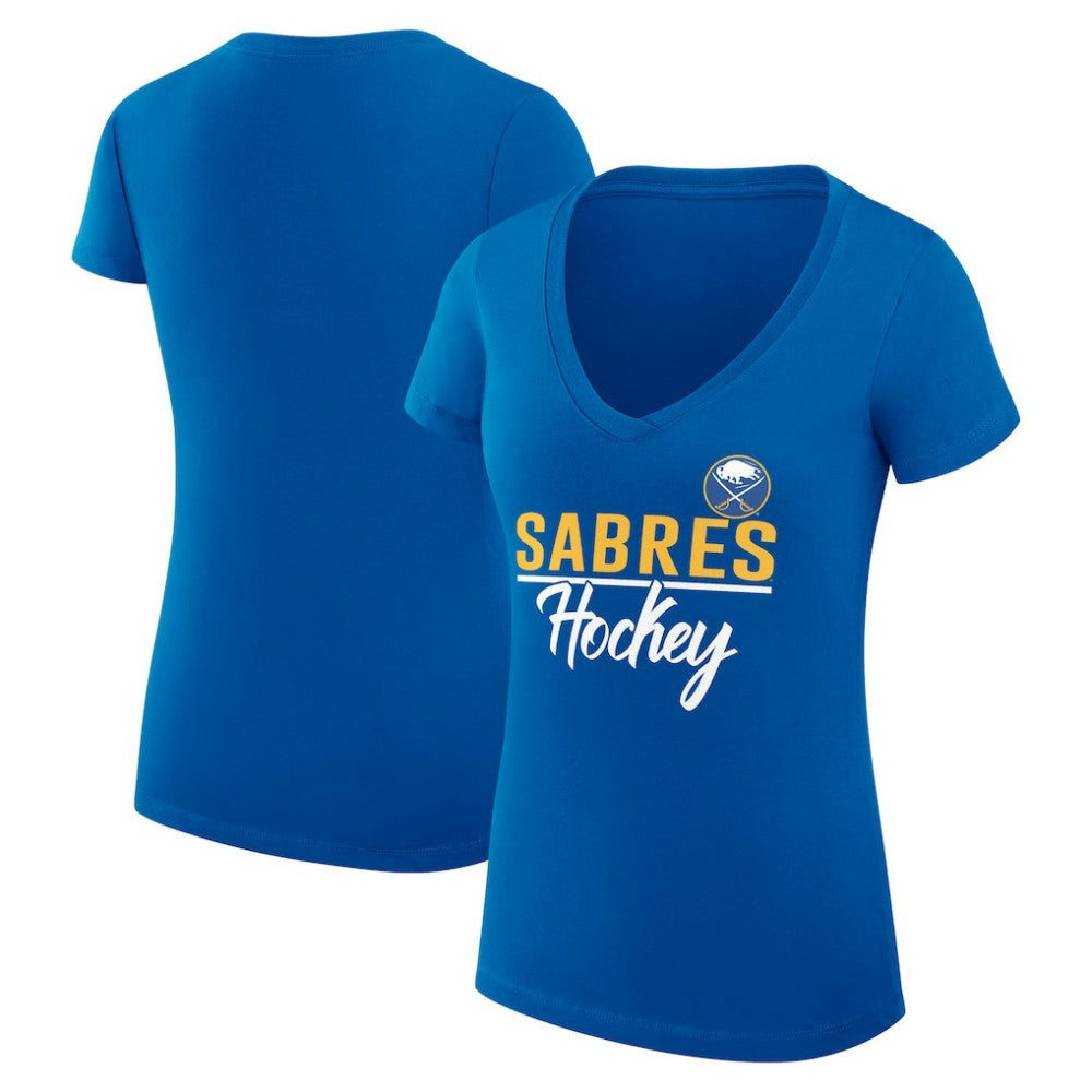 Buffalo Sabres - G-III 4Her by Carl Banks Women's Super-Slim Fit Lightweight Team Sport V-Neck T-Shirt Royal