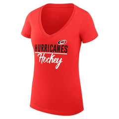 Carolina Hurricanes - G-III 4Her by Carl Banks Women's Super-Slim Fit Lightweight Graphic V-Neck T-Shirt Red