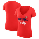 Florida Panthers - G-III 4Her by Carl Banks Women's Super-Slim Fit Lightweight Graphic V-Neck T-Shirt Red