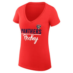 Florida Panthers - G-III 4Her by Carl Banks Women's Super-Slim Fit Lightweight Graphic V-Neck T-Shirt Red