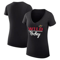 Minnesota Wild - G-III 4Her by Carl Banks Women's Super-Slim Fit Lightweight Graphic V-Neck T-Shirt Black