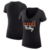 Philadelphia Flyers - G-III 4Her by Carl Banks Women's Super-Slim Fit Lightweight Graphic V-Neck T-Shirt Black