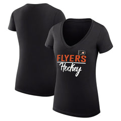 Philadelphia Flyers - G-III 4Her by Carl Banks Women's Super-Slim Fit Lightweight Graphic V-Neck T-Shirt Black