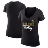 Vegas Golden Knights G-III 4Her by Carl Banks Women's Super-Slim Fit Lightweight Graphic V-Neck T-Shirt Black