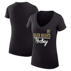 Vegas Golden Knights G-III 4Her by Carl Banks Women's Super-Slim Fit Lightweight Graphic V-Neck T-Shirt Black