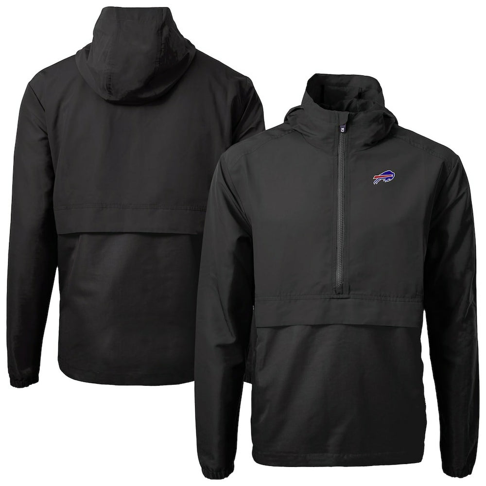 Buffalo Bills Cutter & Buck Charter Eco Recycled Anorak Half-Zip Jacket Black - NFL