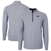 Baltimore Ravens Cutter & Buck Virtue Eco Pique Micro Stripe Recycled Quarter-Zip Pullover Top Navy/White - NFL