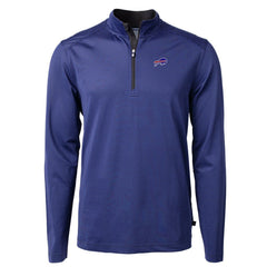 Buffalo Bills Cutter & Buck Virtue Eco Pique Micro Stripe Recycled Quarter-Zip Pullover Top Royal/Black - NFL