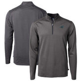 Carolina Panthers Cutter & Buck Virtue Eco Pique Micro Stripe Recycled Quarter-Zip Pullover Top Black/Gray - NFL
