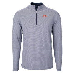 Chicago Bears Cutter & Buck Virtue Eco Pique Micro Stripe Recycled Quarter-Zip Pullover Top Navy/White - NFL