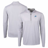 Detroit Lions Cutter & Buck Virtue Eco Pique Micro Stripe Recycled Quarter-Zip Pullover Top Gray/White - NFL