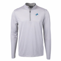 Detroit Lions Cutter & Buck Virtue Eco Pique Micro Stripe Recycled Quarter-Zip Pullover Top Gray/White - NFL